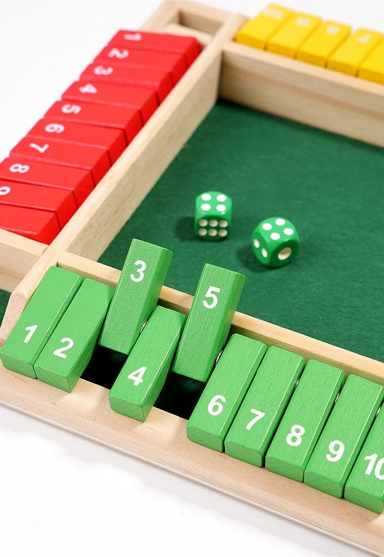 Arithmetic Dice Board Game Four-Sided Flip Card Games Box Dice Toys Wooden Flaps Dices 4 Players Party Number Game Board Games