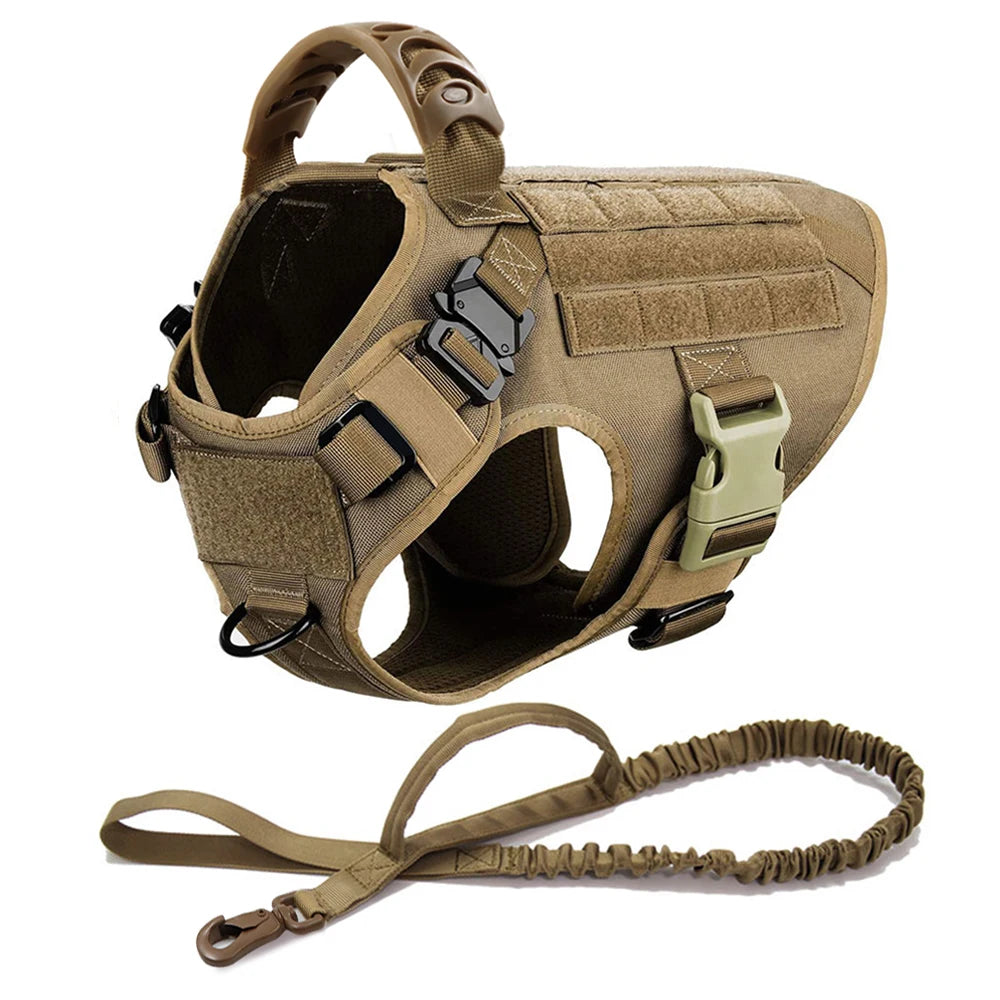 Tactical Large Dog Harness & Leash Set 🐕‍🦺 Military Training Vest with Collar for German Shepherd, Malinois & Medium-Large Dogs