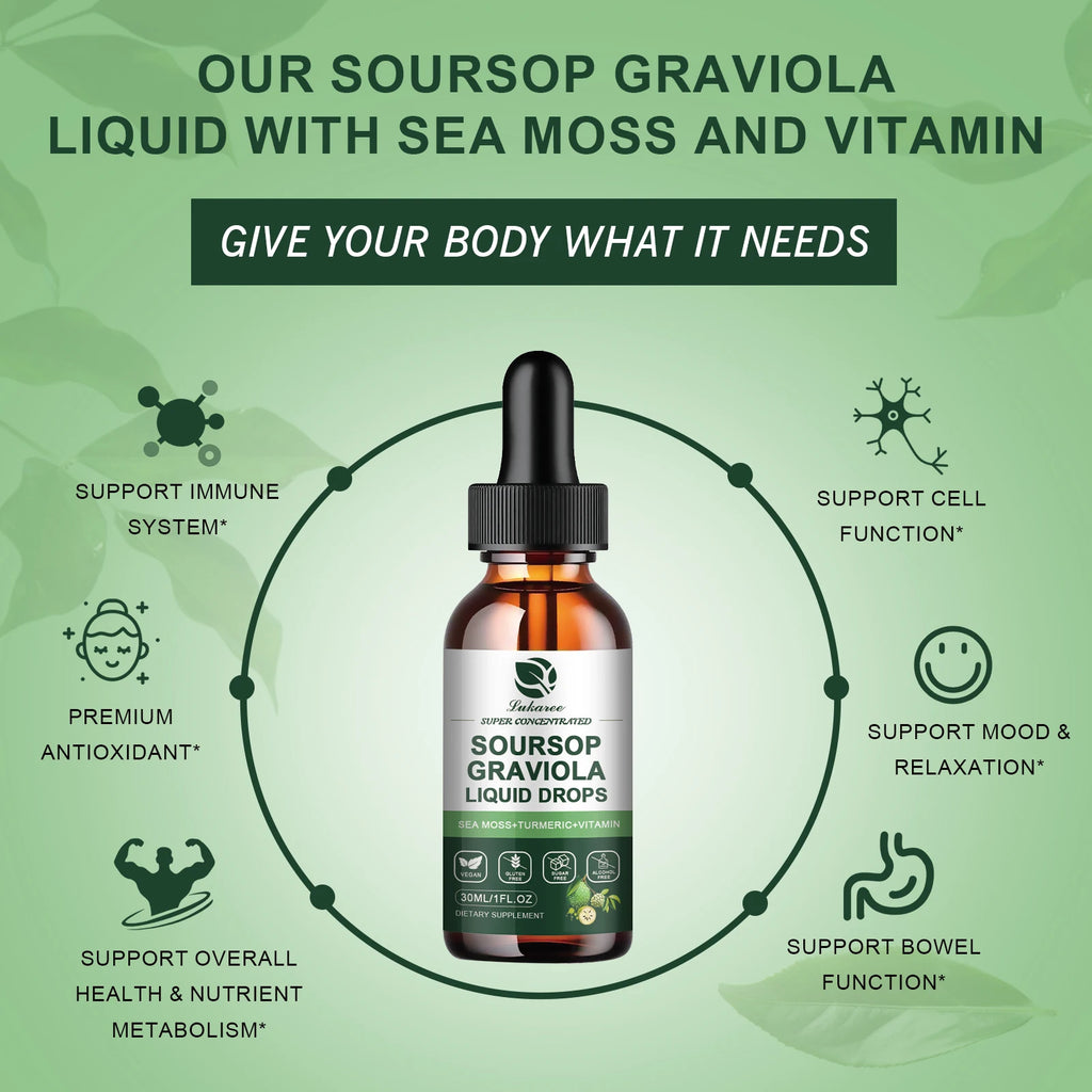 1 Fl. oz. Premium Soursop Extract Drops 🌱 | Immunity 💪 Digestion 🌸 Metabolism ⚡ Detox & Antioxidation ✨ | Gluten‑Free Superfood from South American Rainforest