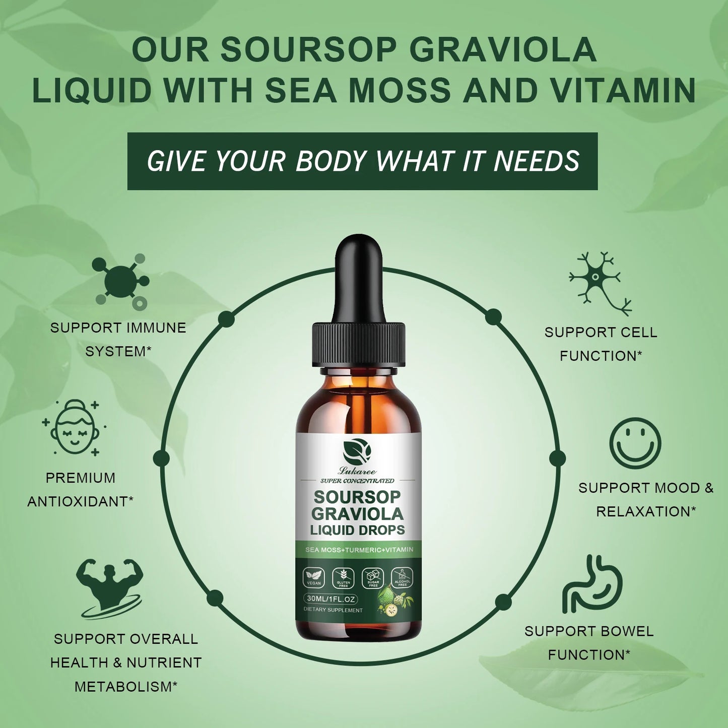 1 Fl. oz. Premium Soursop Extract Drops 🌱 | Immunity 💪 Digestion 🌸 Metabolism ⚡ Detox & Antioxidation ✨ | Gluten‑Free Superfood from South American Rainforest