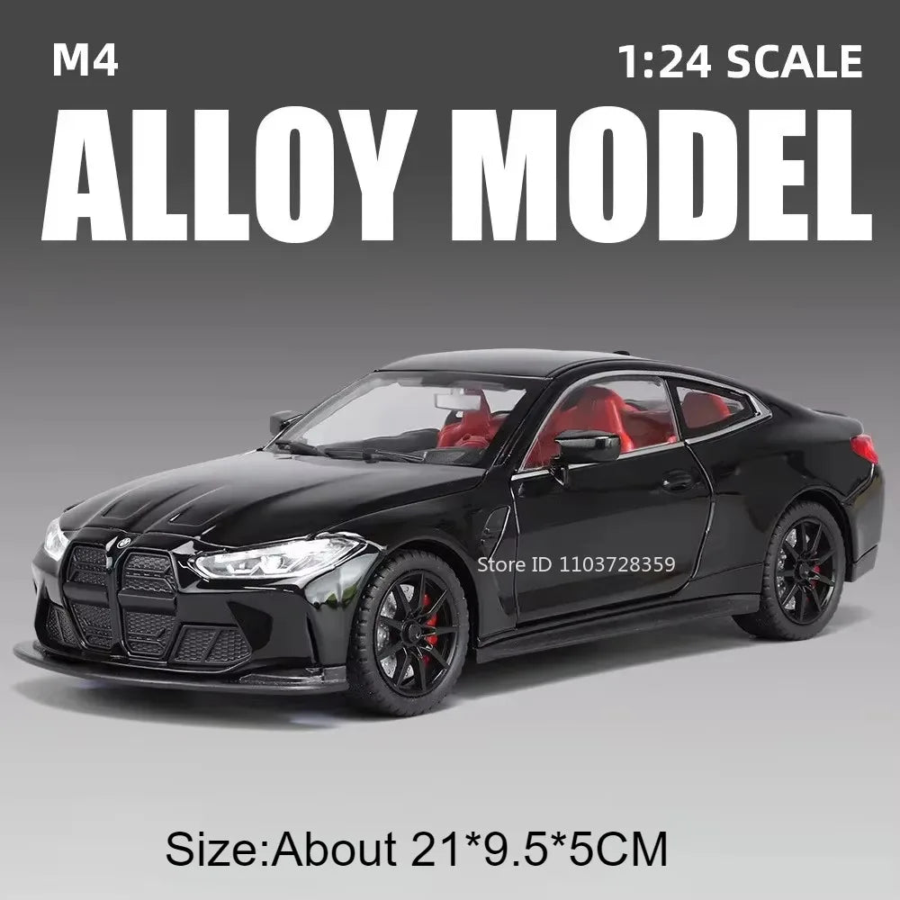 1:24 Miniature M4 or 760Li Model Toy Cars Alloy Diecast Sound Light Doors Opened Pull Back Shock Absorption Toy Vehicles Kids Gifts