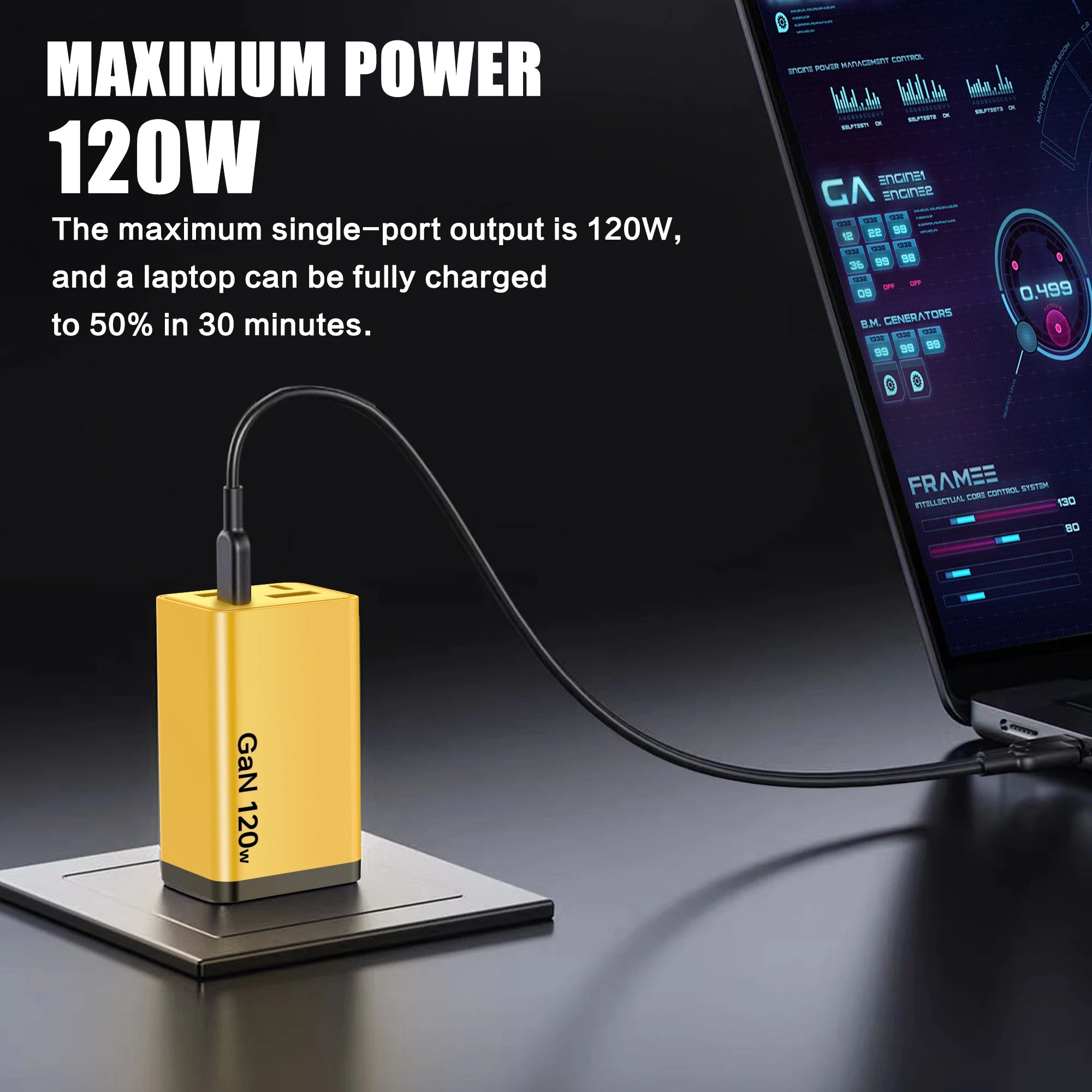 ⚡ 120W GaN 4-Port Fast Charger (2 USB-C PD + 2 USB-A QC 3.0) – Universal Travel Wall Adapter 🌍