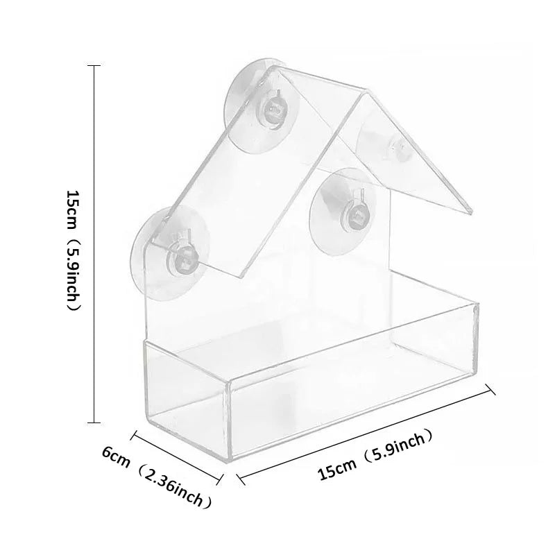 🐦✨ Transparent Window Bird Feeder House | Suction Cup Glass Feeder 🪟 | Outdoor Hummingbird Gazebo Feeding Cage Accessory