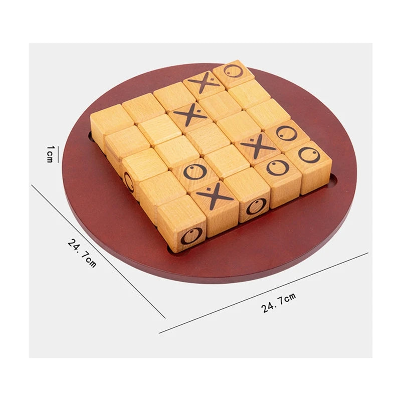 XO Chess Board Wooden Mini Tic-Tac-Toe Game Desktop Board Games Interactive Educational Montessori Toys for Children