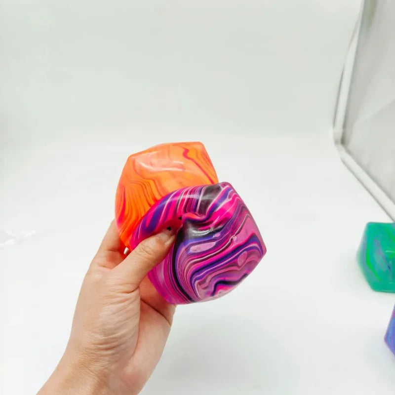 Striped Gel-Filled Squishy Cube – Slow-Rebound Sensory Fidget Toy