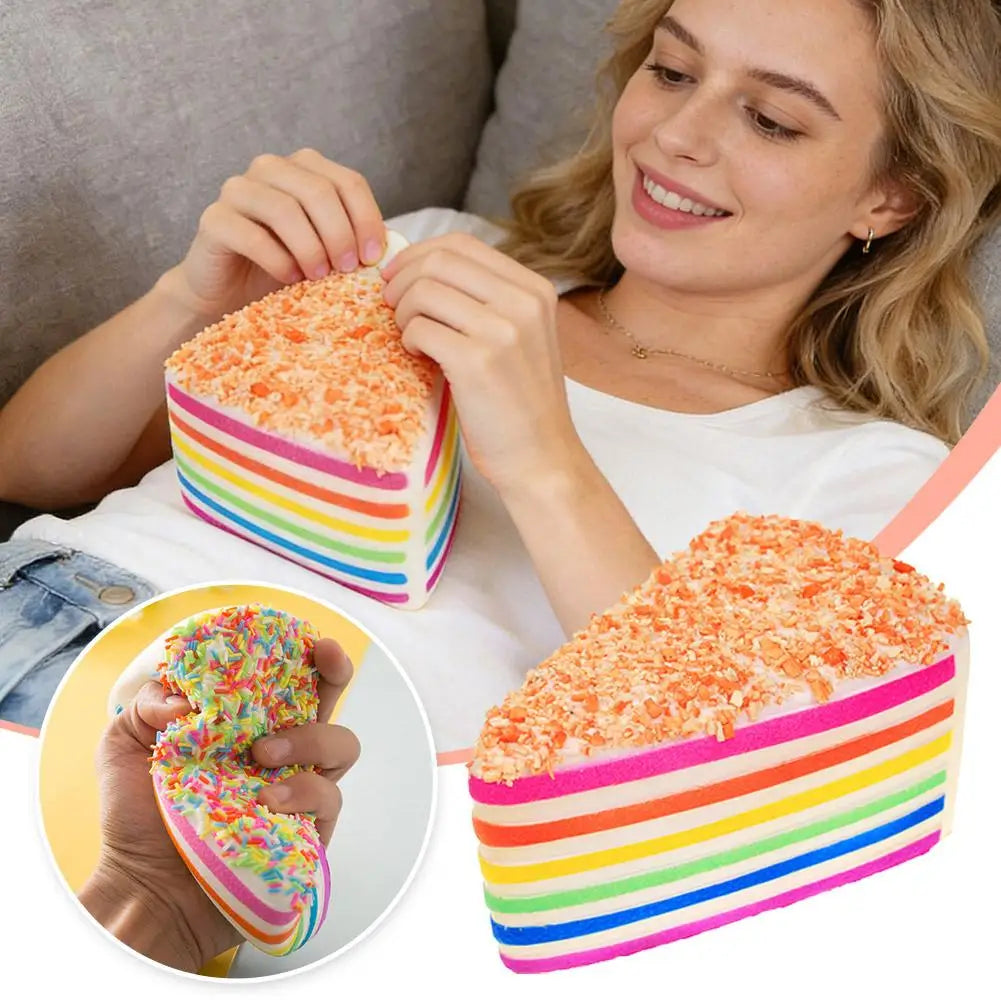 Rainbow Cake Squishy Toy – Slow-Rebound Sprinkle Cake Stress Ball