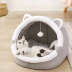 Cozy Washable Pet Lounger Cushion 🐾 Warm Cat Bed House Tent 🐱 Soft Cotton Kennel for Cats &amp; Small Dogs – Winter Nest with Detachable Cushion