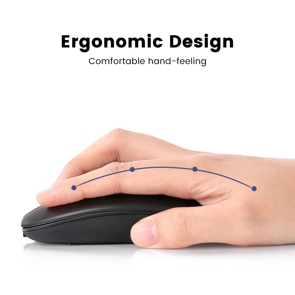🖱️🔋 Rechargeable Wireless Bluetooth Mouse – 2.4GHz Silent Ergonomic Mini