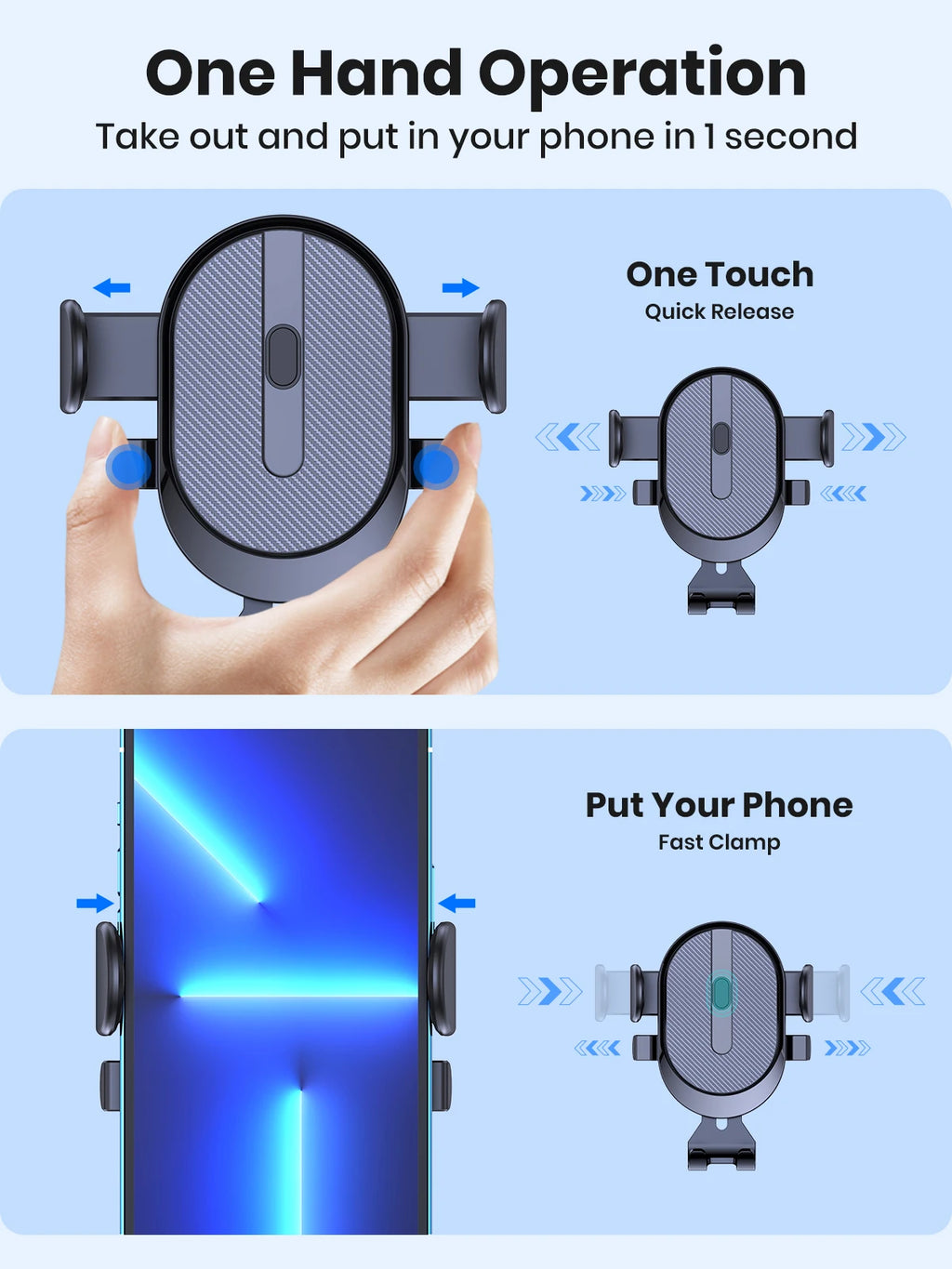 TOPK Auto Lock Car Phone Holder – Air Vent Mount with Hook Clip