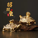 🐢✨ Golden Money Turtle Ceramic Ornament 💛 | Gold-Plated Wealth Symbol Home Décor 🏡 | Lucky Living Room & Foyer Decoration Housewarming Gift