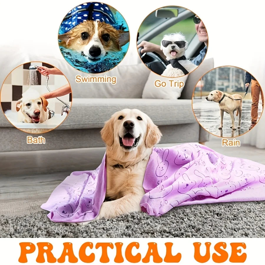 🛁🐾 Ultra Fine Fiber Super Absorbent Pet Bath Towel – Fast Drying