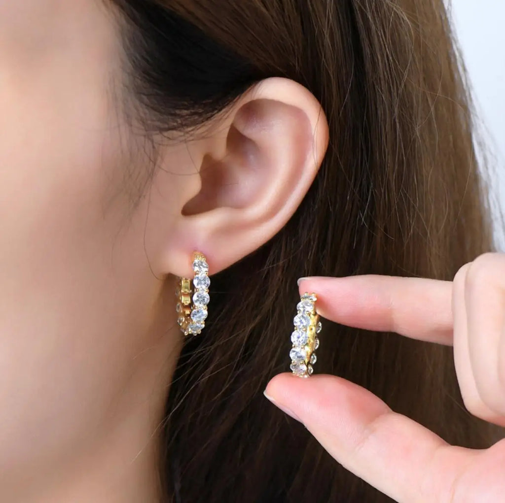 💎✨ Luxury Full Moissanite Hoop Earrings 🤍 | Certified 3.6CT Moissanite Diamond Earrings 💍 | 925 Sterling Silver Wedding Jewelry for Women 👰