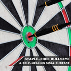 🏆 Professional Sisal Dartboard 🎯 with Cabinet & 6 Steel-Tip Darts | Self-Healing Fiber, 18" Official Size