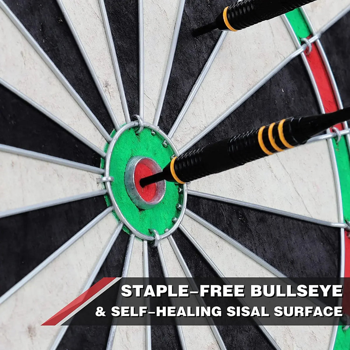 🏆 Professional Sisal Dartboard 🎯 with Cabinet & 6 Steel-Tip Darts | Self-Healing Fiber, 18" Official Size