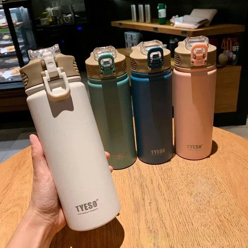 TYESO Thermos Bottle 600ML / 750ML – Stainless Steel Insulated Straw Water Bottle 💧✨