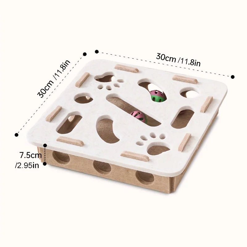 🧩🐾 Interactive Cat Puzzle Felt Toy Box – Maze Tunnel with Bell Ball