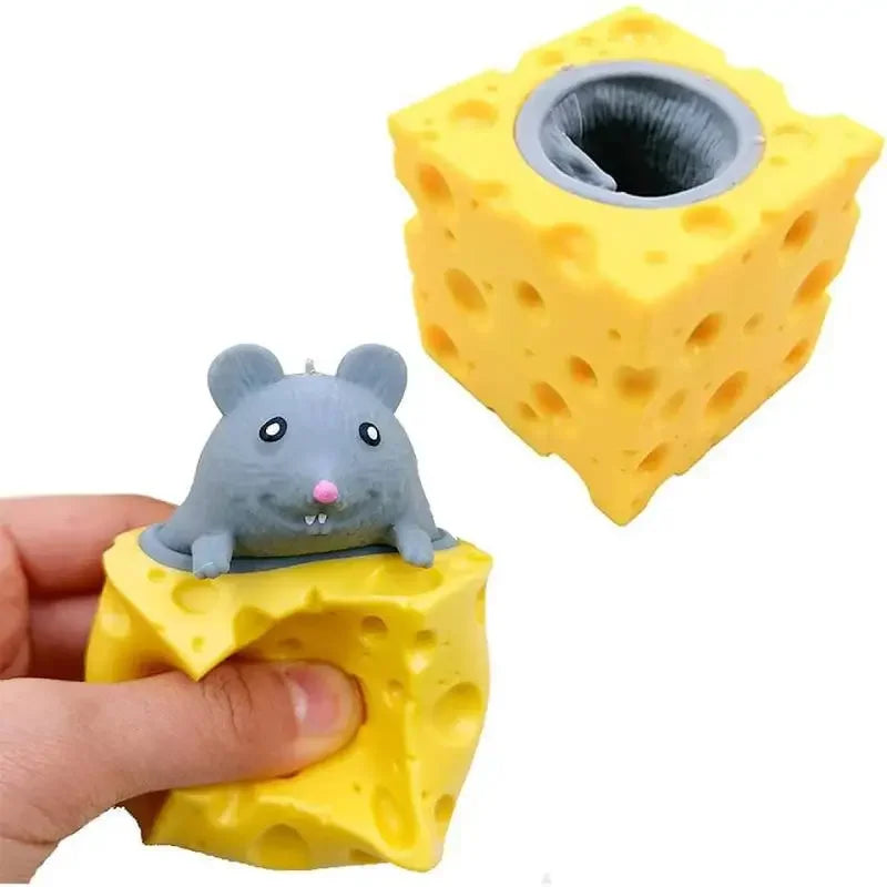 Cheese Mouse Squishy Stress Ball – Cute Sensory Squeeze Fidget Toy
