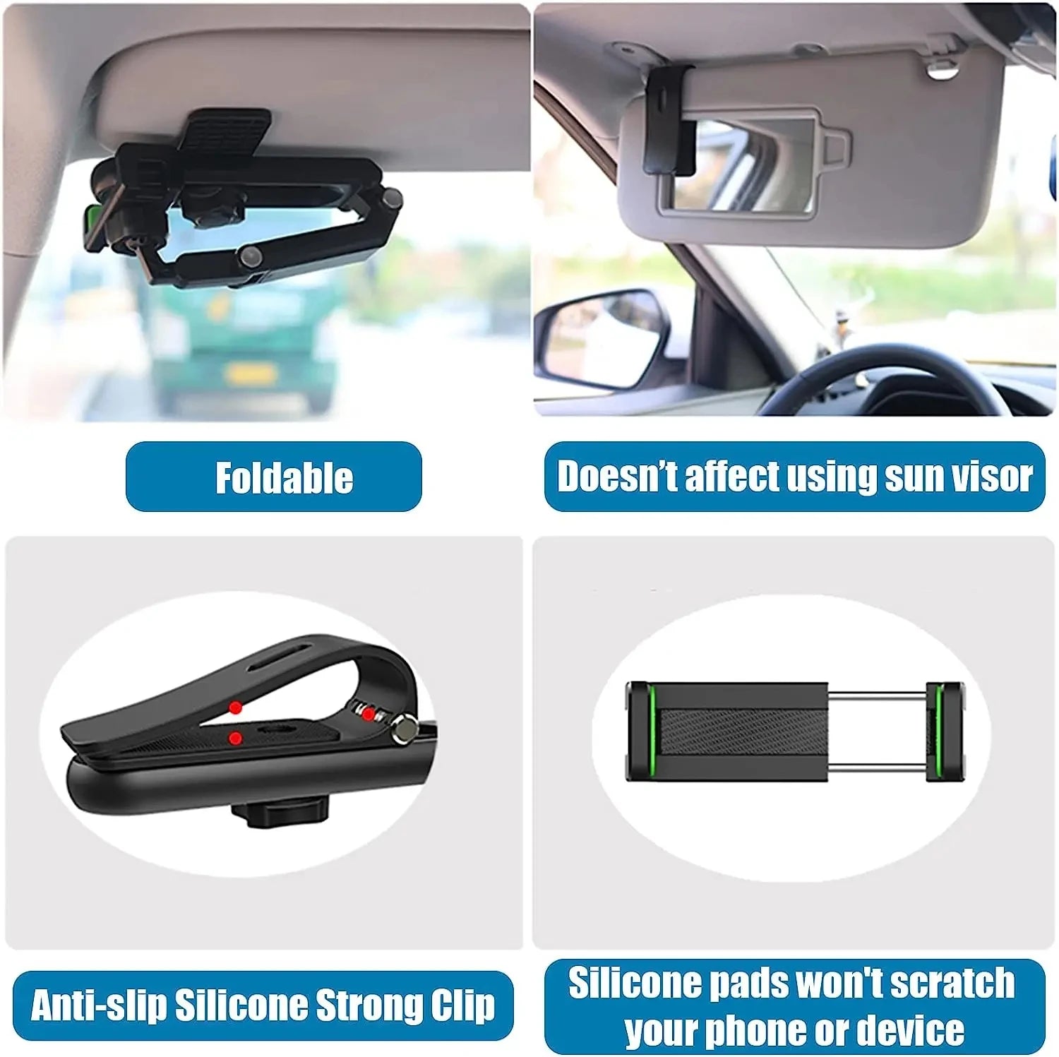 360° Rotating Sun Visor Phone Holder for Car – Universal Mount
