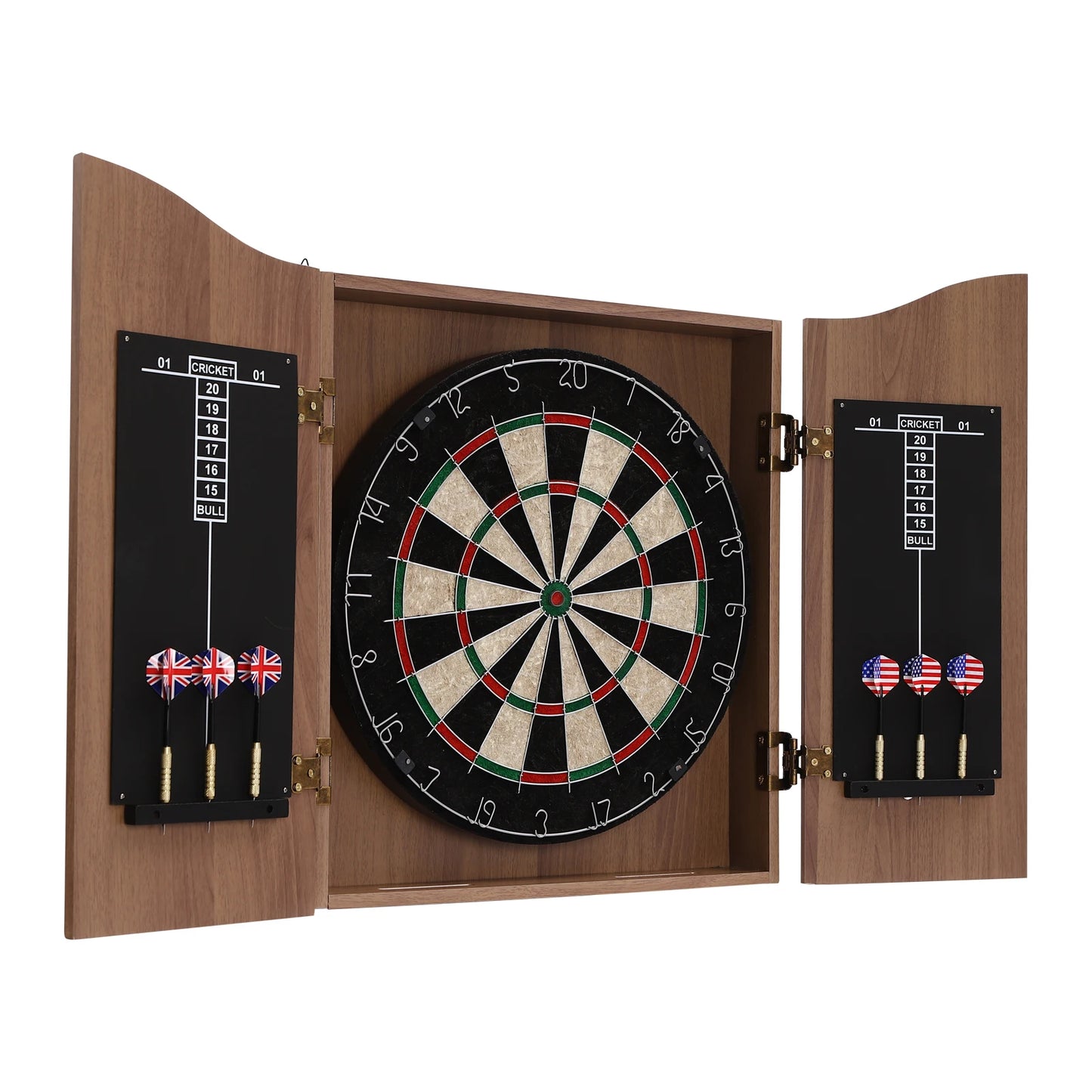 🎯 Wall‑Mounted MDF Dartboard Cabinet Set for Adults | Premium Sisal Dart Board with Scoreboards, Storage & Modern Brown Cabinet | Home, Bedroom, Bar Game Room Decor ⭐