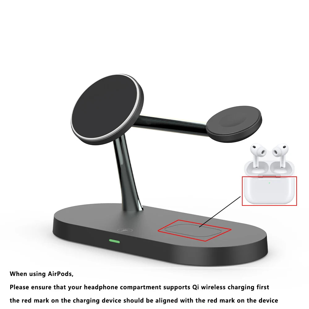 3-in-1 Wireless Charger Stand – Fast Charging for iPhone, Apple Watch & AirPods