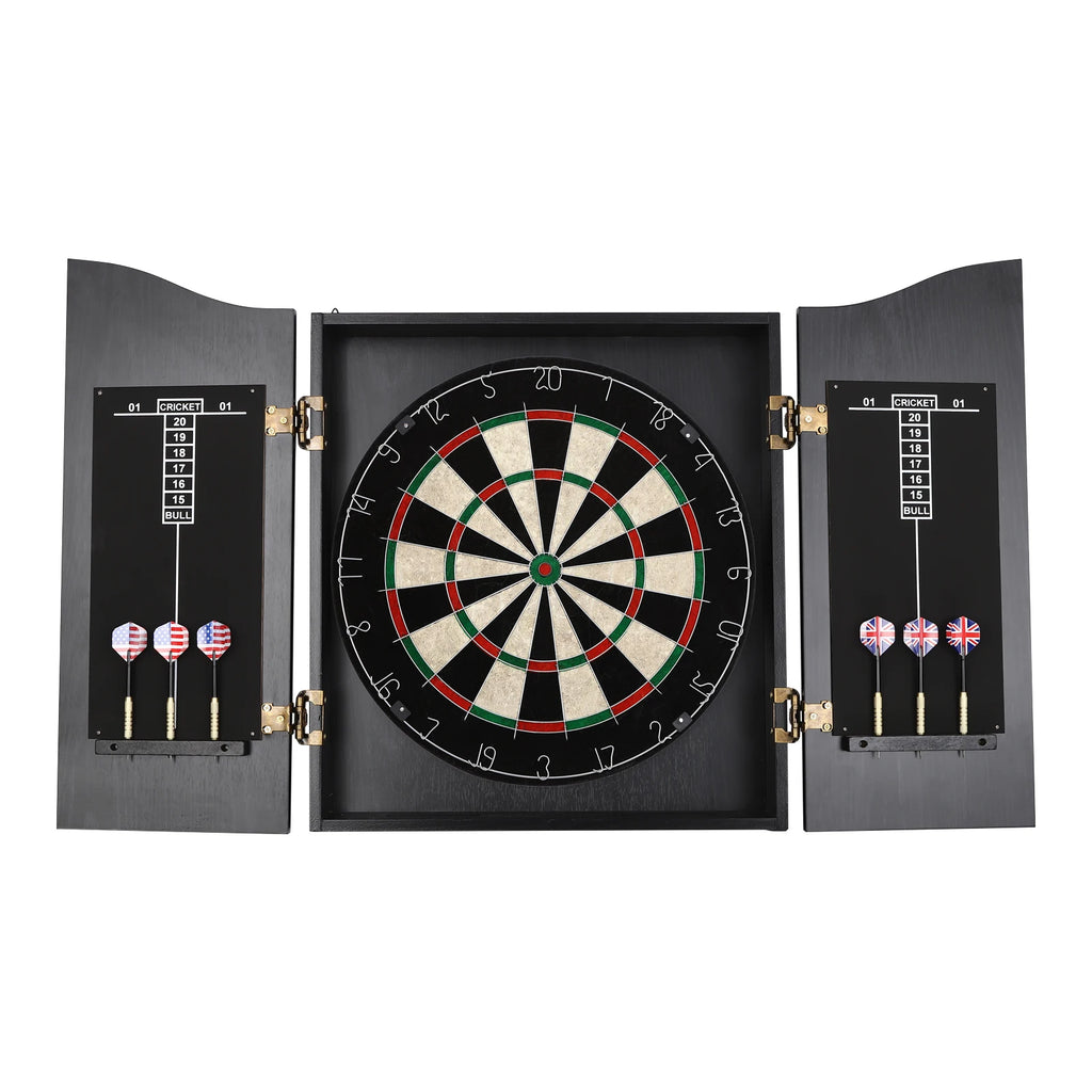 Wall‑Mounted Dartboard Cabinet Set 🎯 Classic MDF & Sisal Dart Board for Adults | Includes Cabinet, 6 Darts & Accessories | Home & Game Room Decor