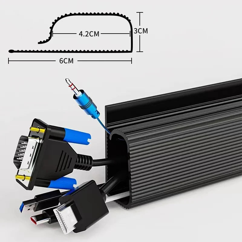 🤍🔌 Channel Desk Cable Organizer – No Drill Under Desk Cable Tray