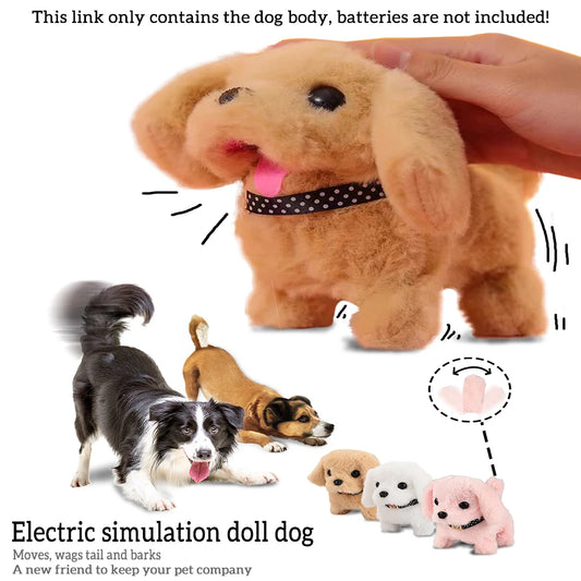 🐶🔋 Pet Companion Plush Puppy Toy – Battery Operated Interactive Dog That Walks, Barks & Wags Tail