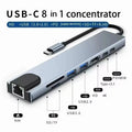 USB-C Hub 8-in-1 USB Extender with SD/TF Card Reader & Audio Port