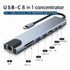 USB-C Hub 8-in-1 USB Extender with SD/TF Card Reader & Audio Port