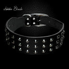 🐕🖤 Genuine Leather Dog Collar – Studded & Spiked Rivet Collar for Large Dogs | Pitbull, Mastiff, Boxer (XS–L)