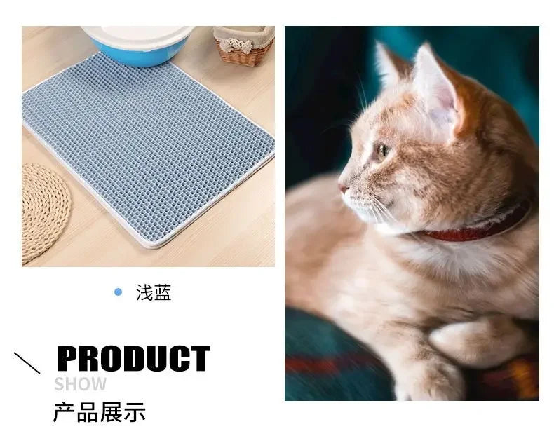 🐱🧼 Double Layer Waterproof Cat Litter Mat – Non-Slip & Washable
