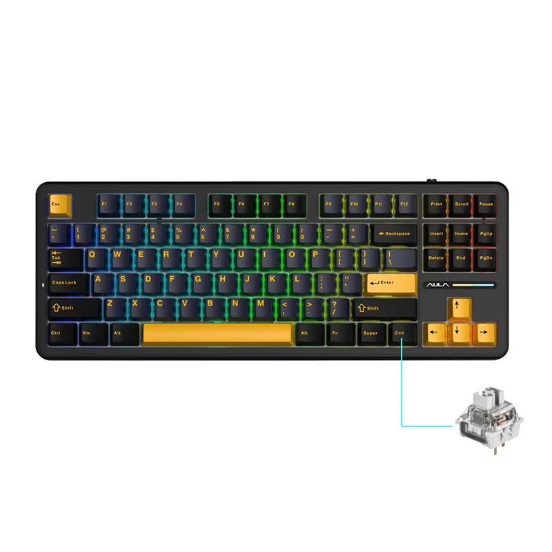 AULA F87 Pro Mechanical Keyboard – Tri-Mode Wireless RGB 87-Key