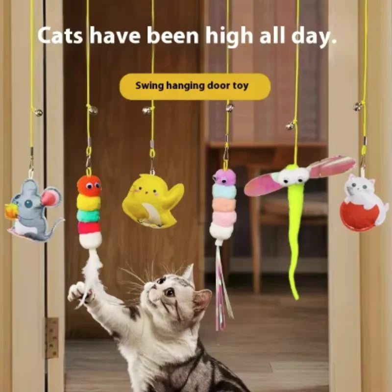 Interactive hanging cat toy designed for kittens and indoor cats