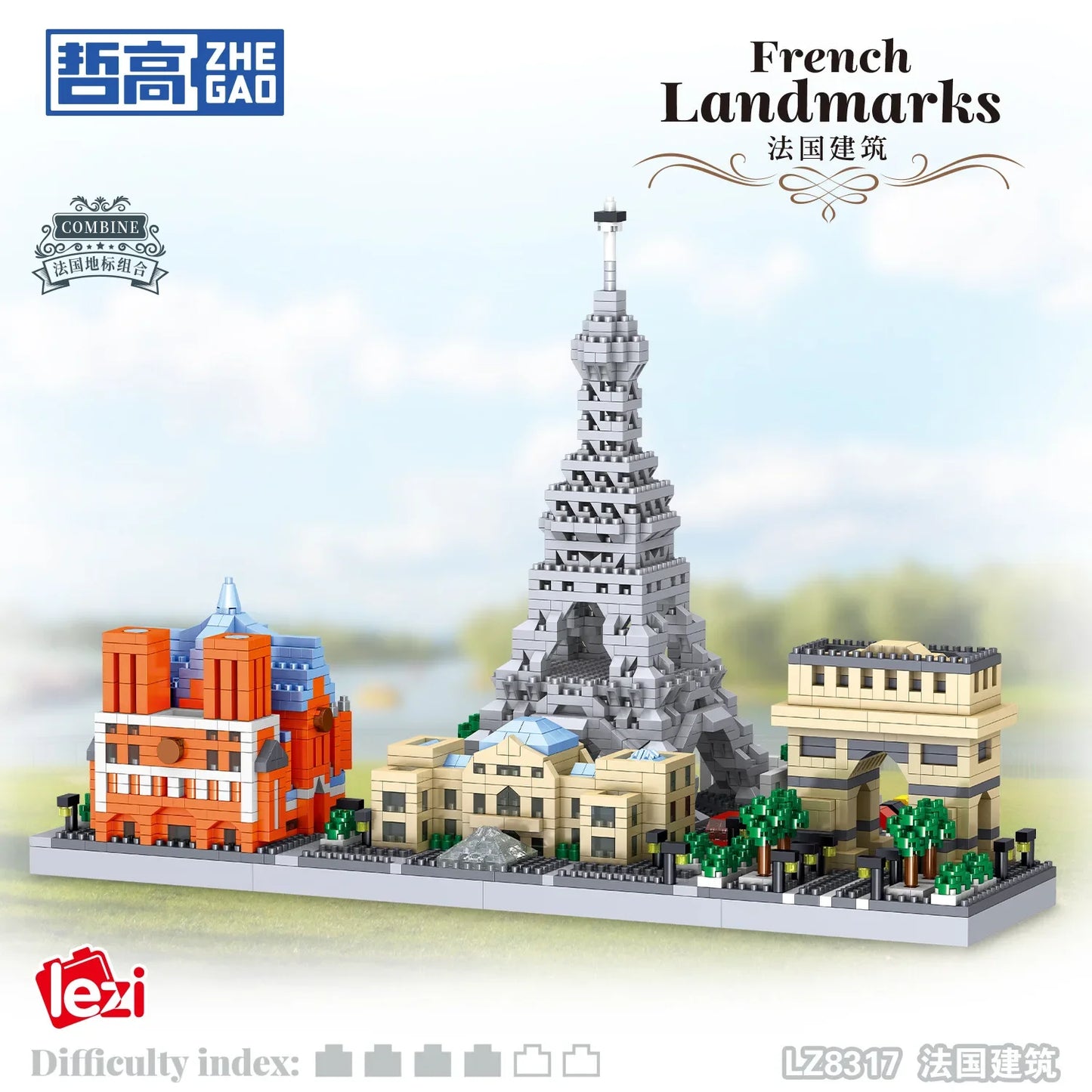 🗼🏙️ Dubai & France Micro Building Blocks – Eiffel Tower & Burj Khalifa Famous Landmark 3D Mini Brick Model