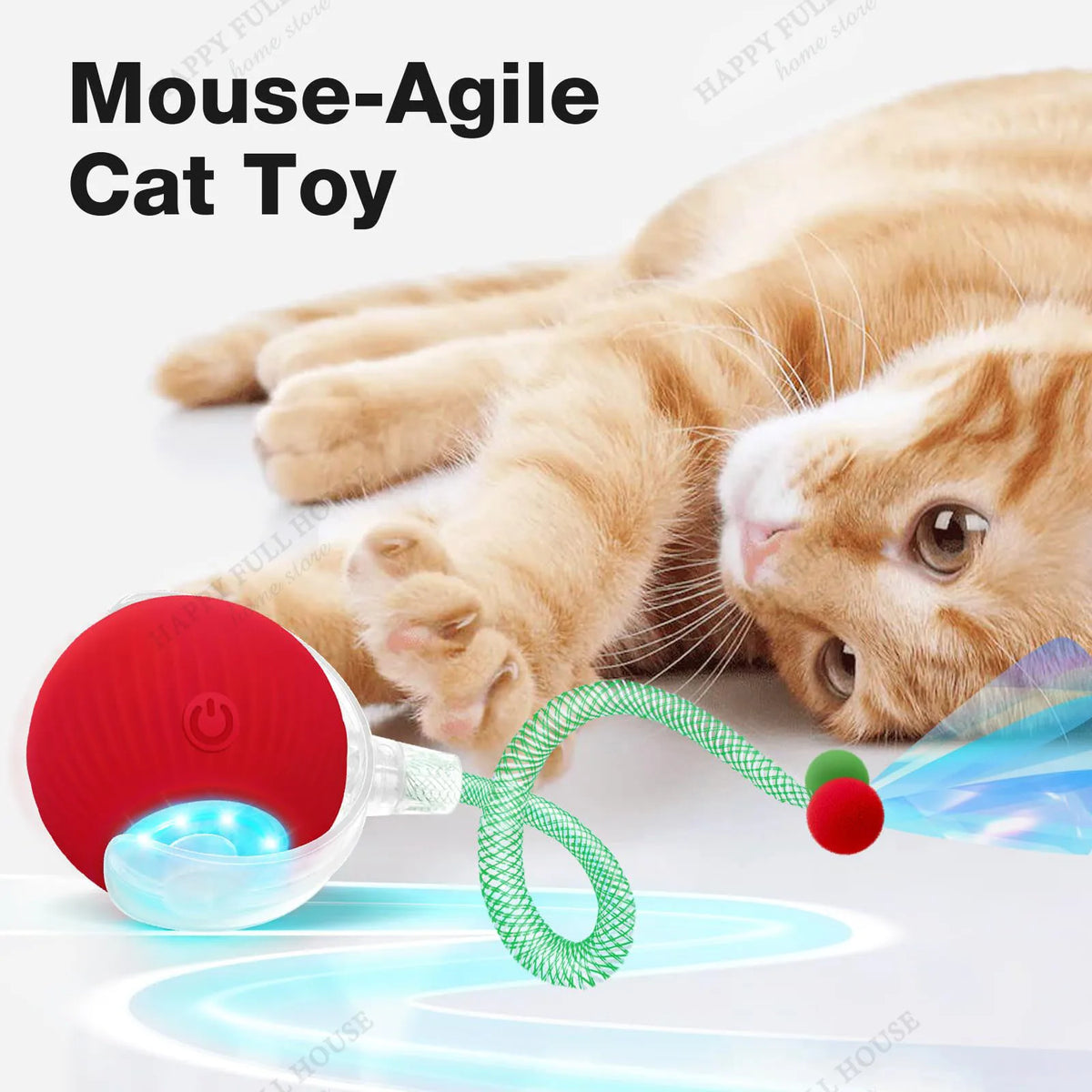 Interactive Automatic Cat Toy Ball – 3 Play Modes, USB Type-C Rechargeable