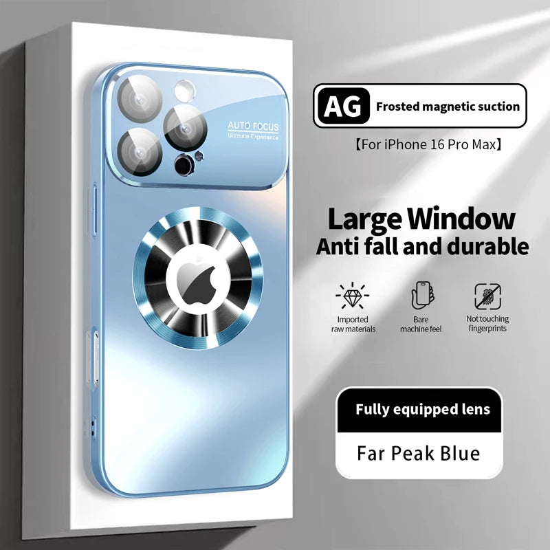 Titanium Metallic Matte MagSafe Case with Glass Camera Protection for iPhone