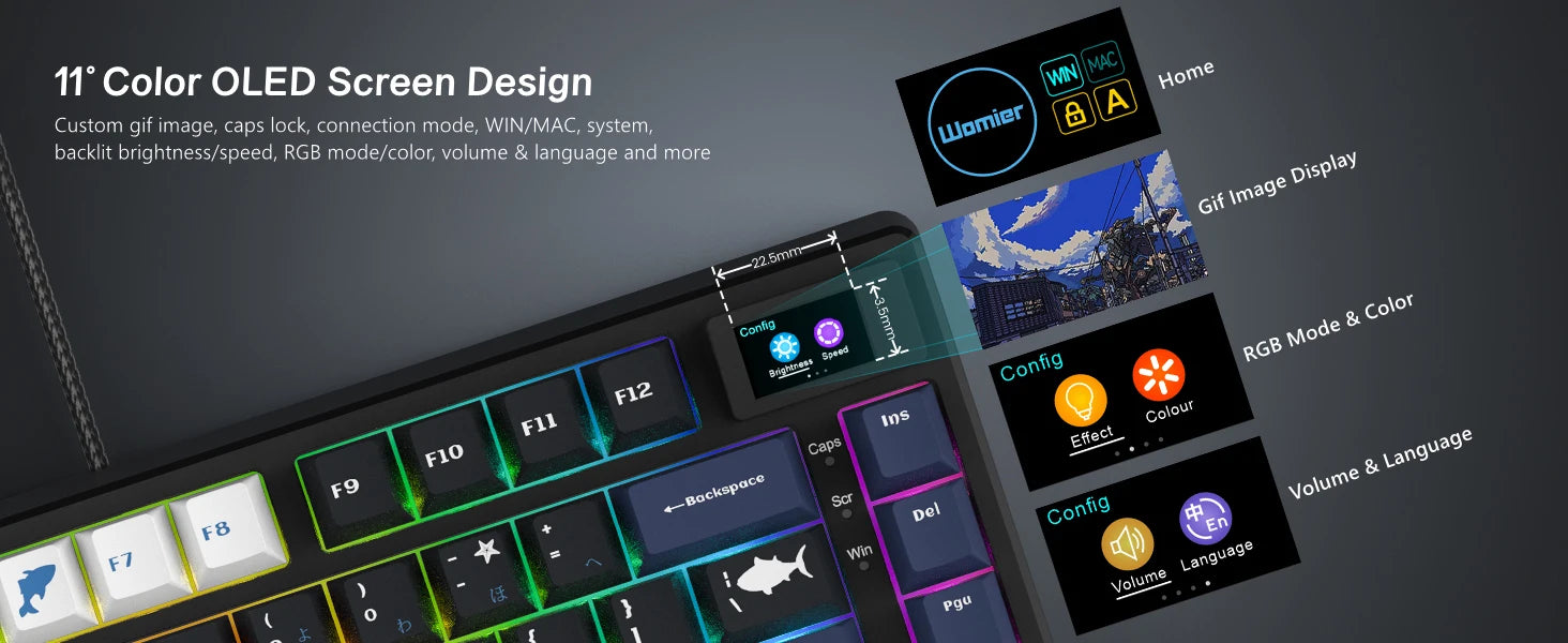 🔥⌨️ Wired Mechanical Gaming Keyboard with OLED Display – Hot-Swap RGB