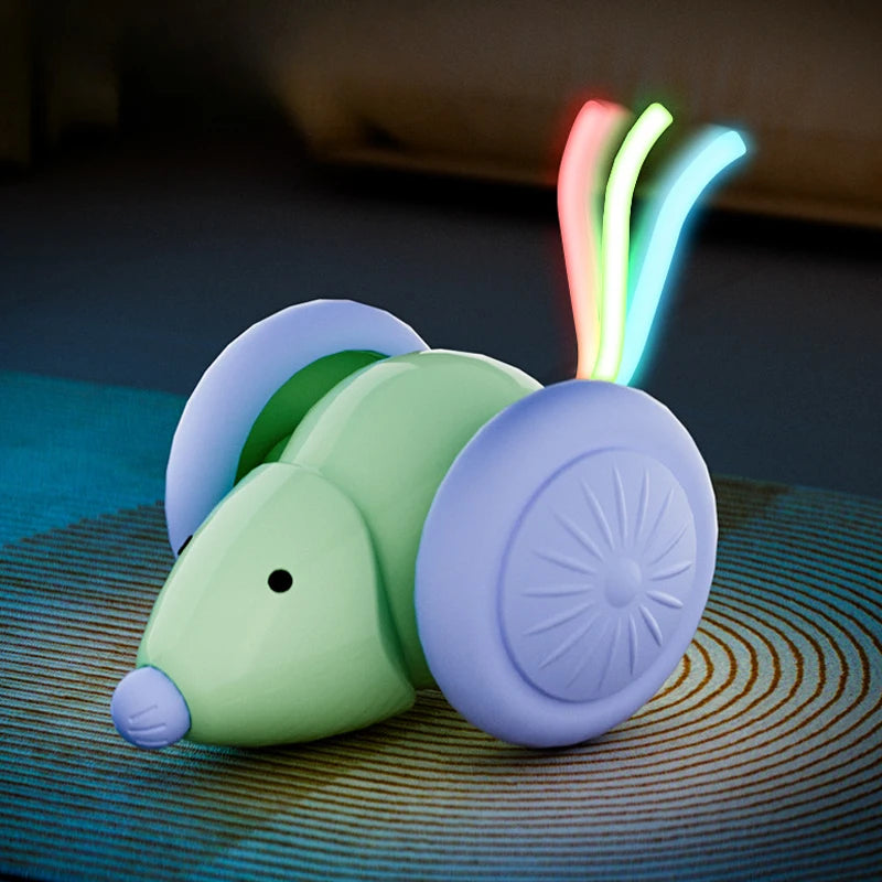 Interactive Electric Mouse Cat Toy – Rechargeable Smart Obstacle‑Avoiding Cat Car Toy for Kittens & Cats | Automatic Teaser Pet Toy (ABS+TPU, Green/White)