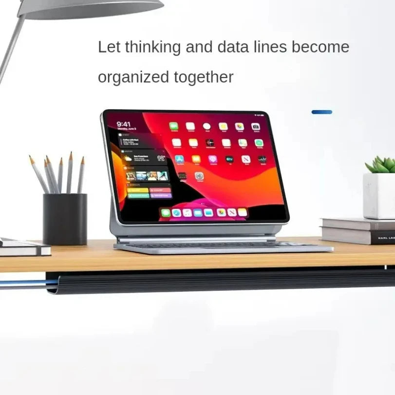 🤍🔌 Channel Desk Cable Organizer – No Drill Under Desk Cable Tray