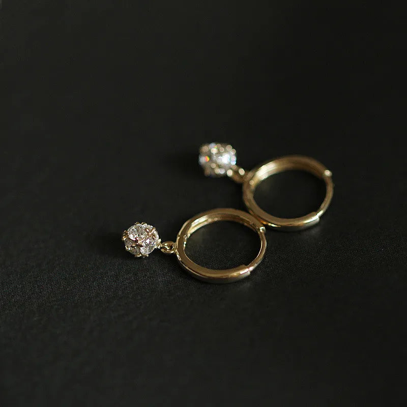 ✨💎 925 Sterling Silver 14K Gold Plated Geometric Pendant Earrings 🤍 | Sparkling Zircon Minimalist Earrings for Women 👰 | Wedding & Party Jewelry