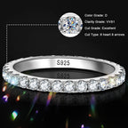 💎✨ KNOBSPIN D Color Moissanite Eternity Ring 🤍 | Solid 18K White Gold over 925 Sterling Silver Wedding & Engagement Band for Women 💍