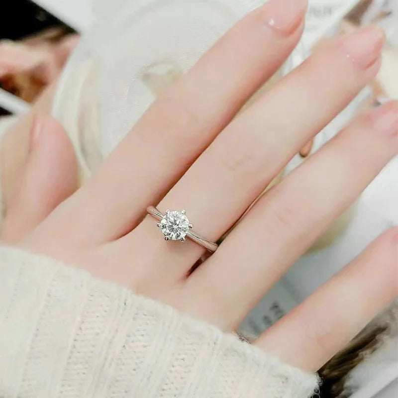 💎✨ NeeTim 0.5–5CT Moissanite Engagement Ring 🤍 | White Gold Plated 925 Sterling Silver Lab Diamond Wedding Band for Women 💍