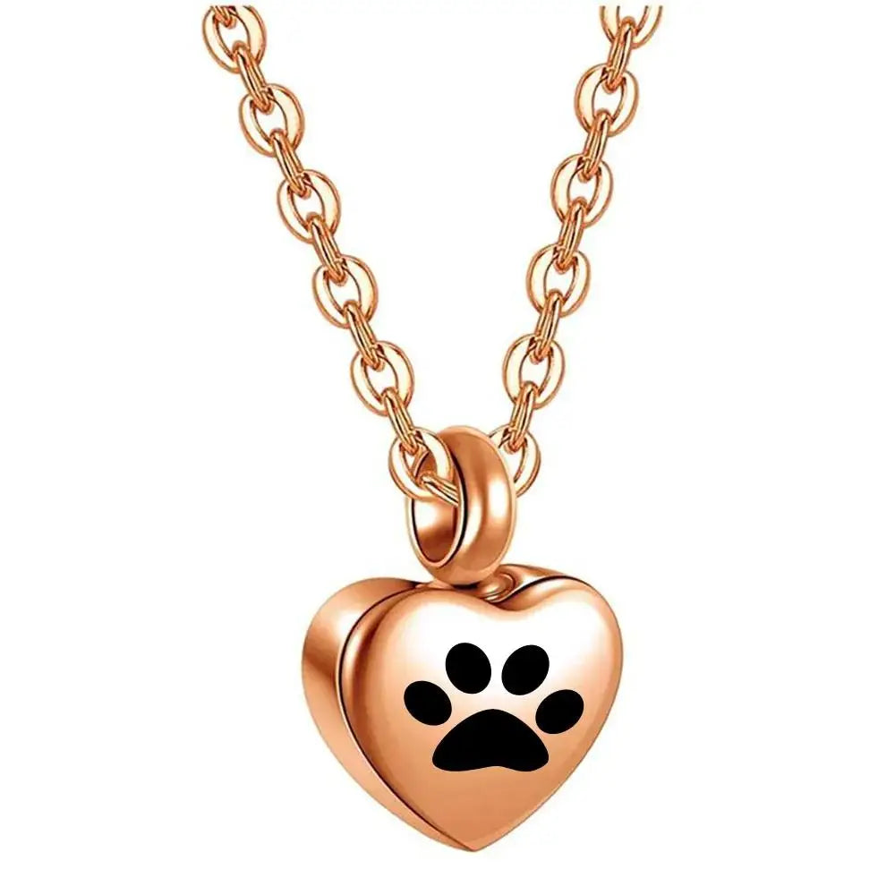 🖤🐾 Stainless Steel Small Heart Pet Paw Urn Necklace 💖 | Memorial Ashes Keepsake Pendant Charm for Pets 🌈