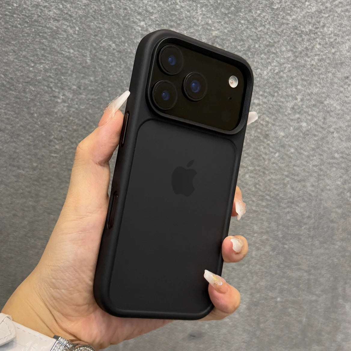 Luxury Orange Matte Transparent Case with Metal Buttons for iPhone 17 Pro Max