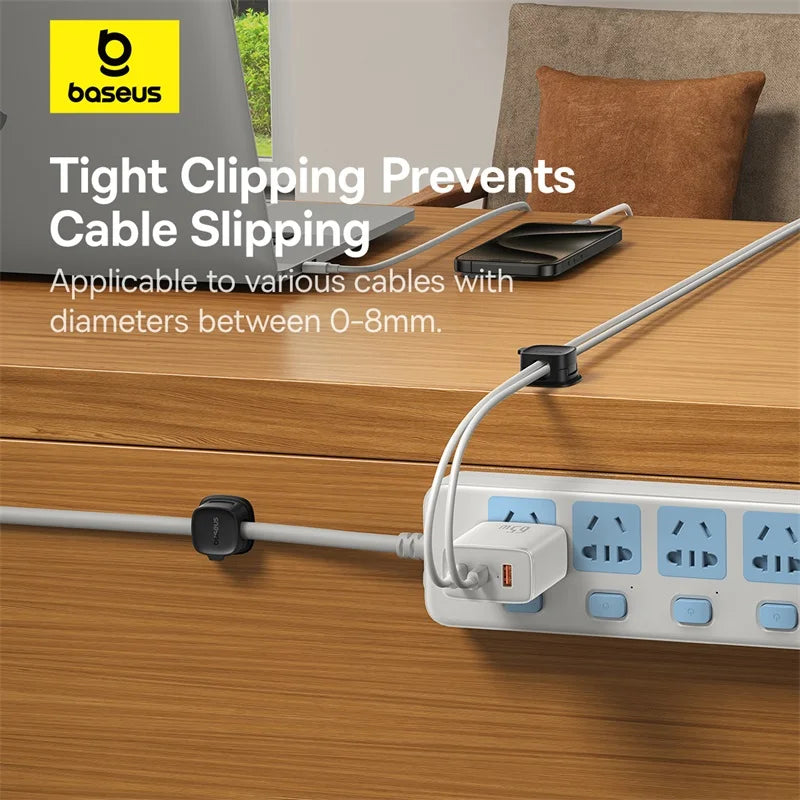 🧲🔌 Baseus Magnetic Cable Organizer Holder – Adjustable Under Desk Clip