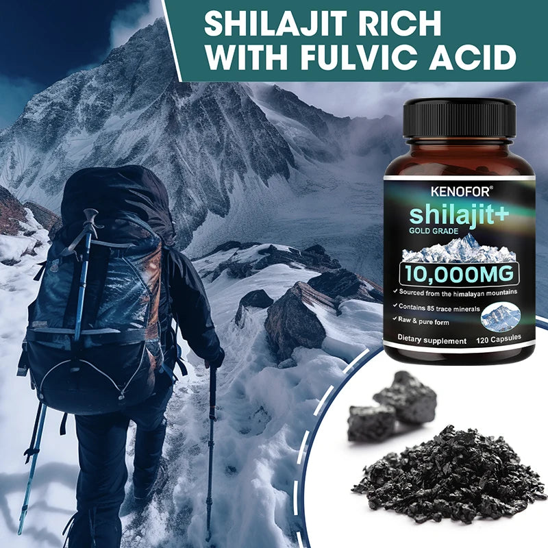 Himalayan Shilajit Capsules – Natural Mineral & Fulvic Acid Supplement | 30/60/120 Count