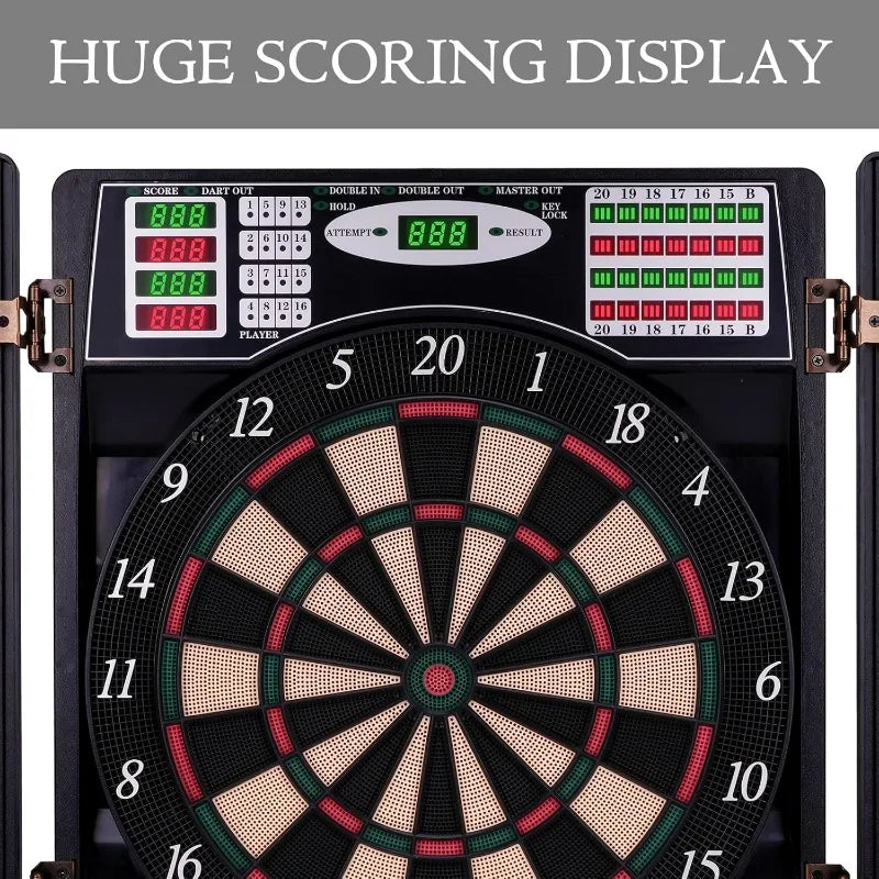 Electronic Dart Board LED Digital Dartboard Set 🎯 with Cabinet & 12 Soft Tip Darts | 27 Games, 259 Scoring Options, 8 Players