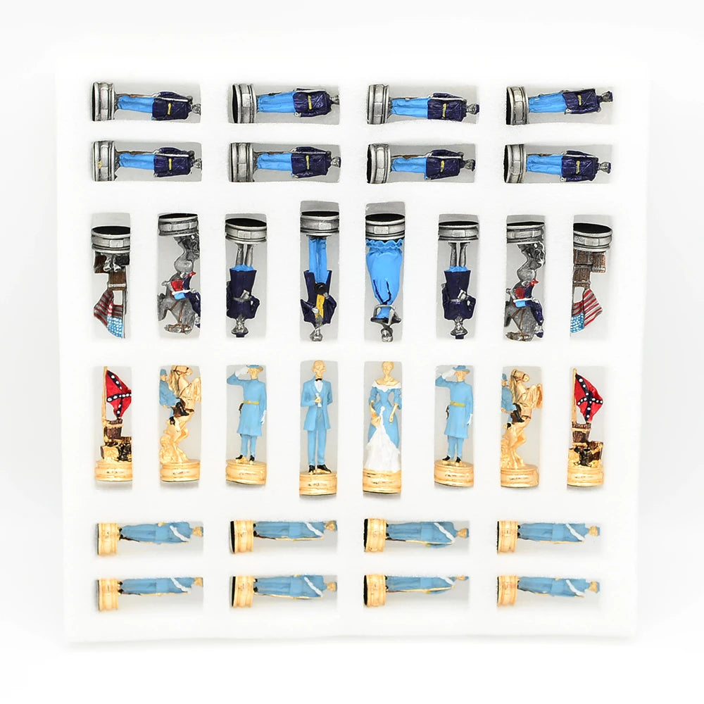 Luxury War‑Themed Metal & Resin Chess Set ♟️ | Hand‑Painted Knights on Leather Board | 32‑Piece Strategy Gift Set 🎁