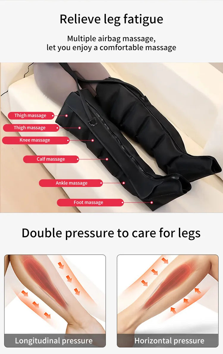 Air Pressure Leg Massager with Foot Boots for Kneading Squeezing and Deep Relaxation with Remote Control