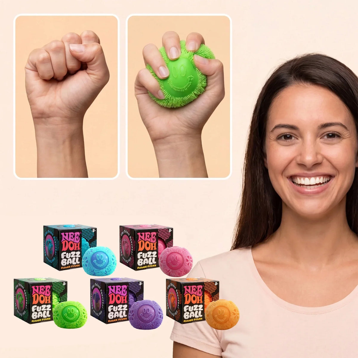 NeeDoh Fuzz Ball Blind Box – Soft Fuzzy Stress Relief Fidget Toy